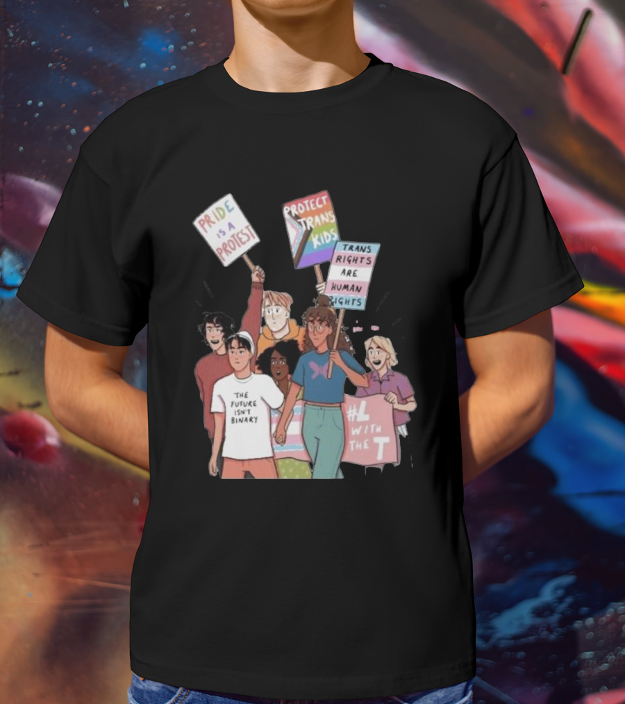 Heartstopper Pride Protest The Future Isn't Binary Protect Trans Kids Rights T-Shirt
