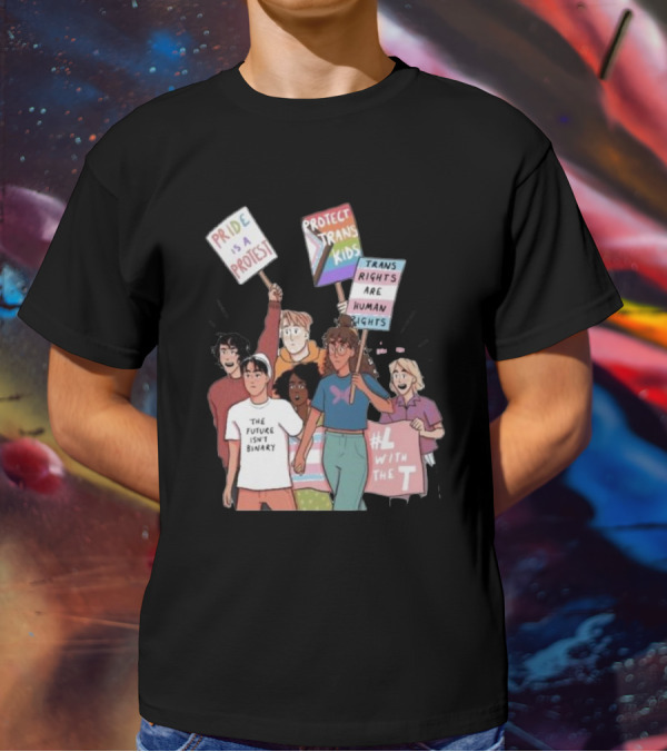 Heartstopper Pride Protest The Future Isn't Binary Protect Trans Kids Rights T-Shirt