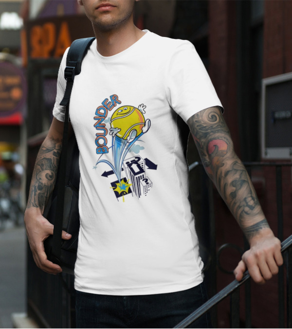 BOUNDING YELLOW CHARACTER ROOFTOP ADVENTURE T-Shirt