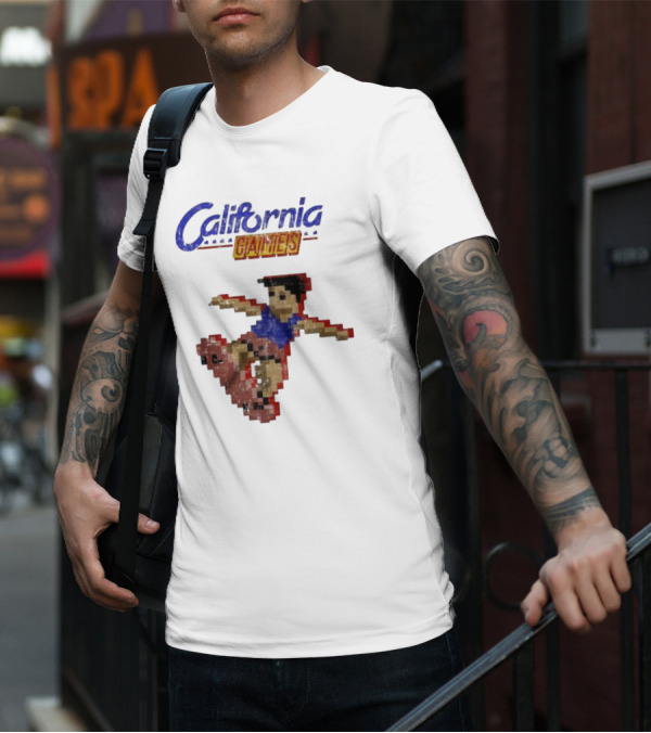 California Games Pixelated Skateboarding Retro Gaming T-Shirt