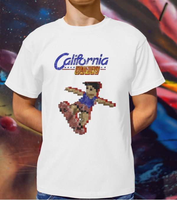 California Games Pixelated Skateboarding Retro Gaming T-Shirt