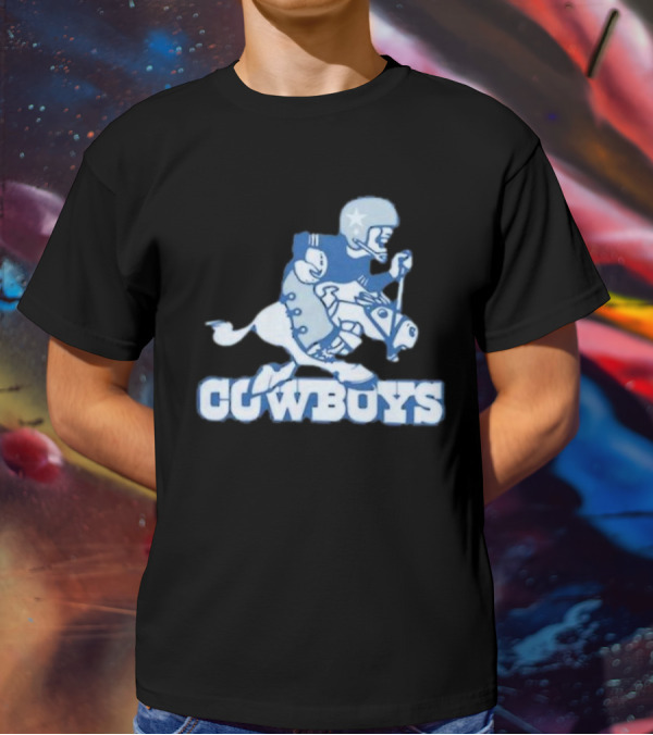 Dallas Cowboys Vintage Cowboy Riding Football Horse Logo 1966 T-Shirt