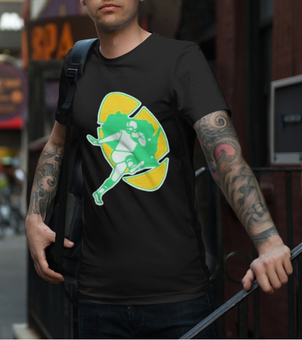 Green Bay Packers Alt Logo 1956 Retro Football Player Emblem T-Shirt