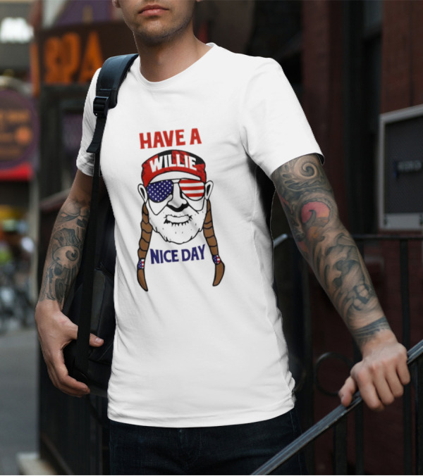 Have A Willie Nice Day USA Bandana Sunglasses Braids T-Shirt
