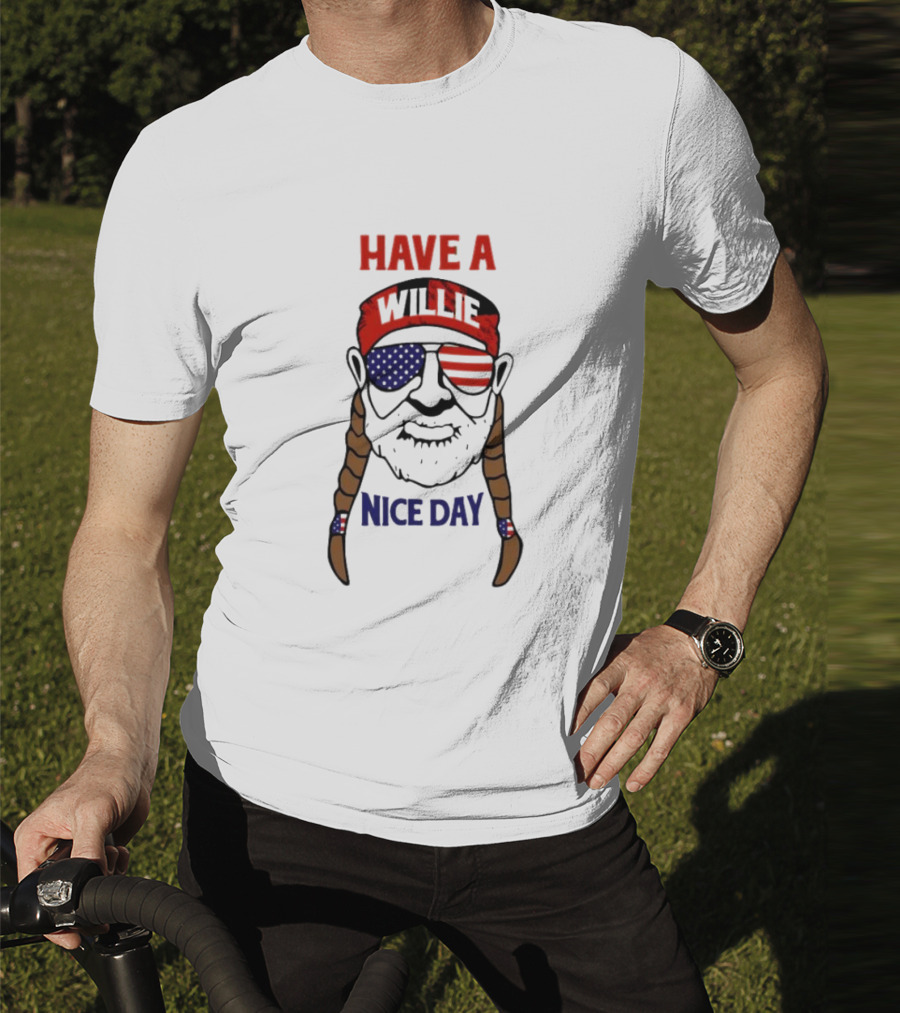 Have A Willie Nice Day USA Bandana Sunglasses Braids T-Shirt