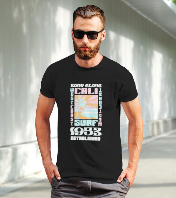 Body Glove Cali Surf 1953 Established West Coast Retro Palm Tree Ocean Waves T-Shirt