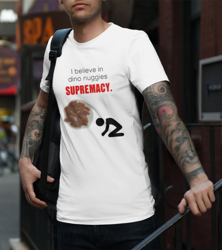 I Believe In Dino Nuggies Supremacy Iconic Silhouette Kneeling T-Shirt