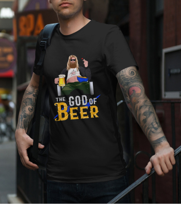 The God Of Beer Fat Thor With Sunglasses And Beer Mug T-Shirt