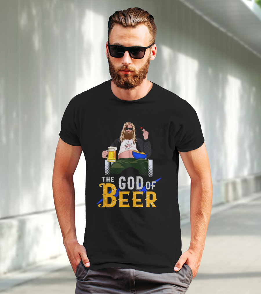 The God Of Beer Fat Thor With Sunglasses And Beer Mug T-Shirt