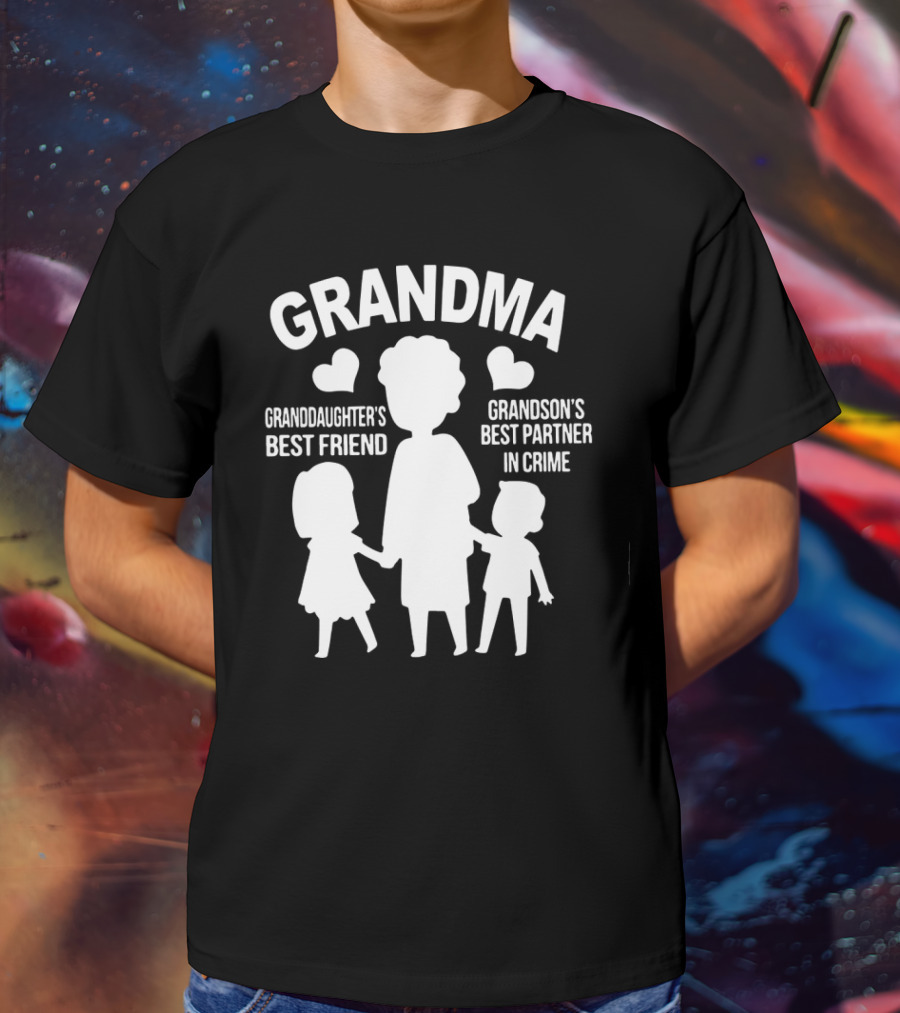 Grandma Granddaughter's Best Friend Grandson's Best Partner In Crime Hearts T-Shirt