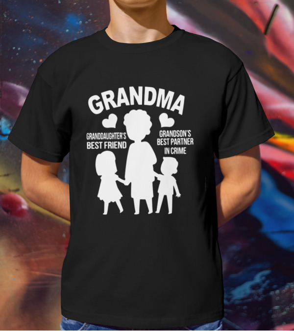 Grandma Granddaughter's Best Friend Grandson's Best Partner In Crime Hearts T-Shirt