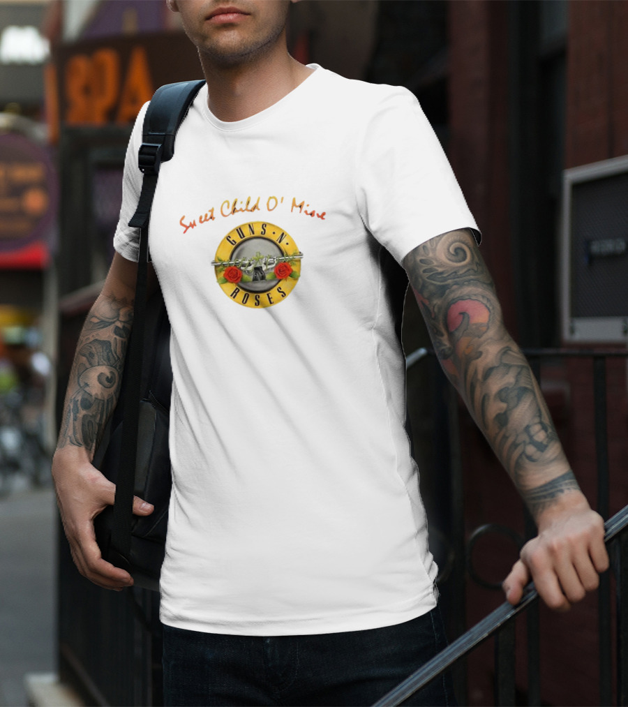 Guns N' Roses Sweet Child O' Mine Circle Logo With Roses And Guns T-Shirt
