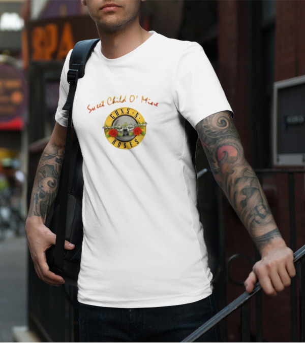 Guns N' Roses Sweet Child O' Mine Circle Logo With Roses And Guns T-Shirt