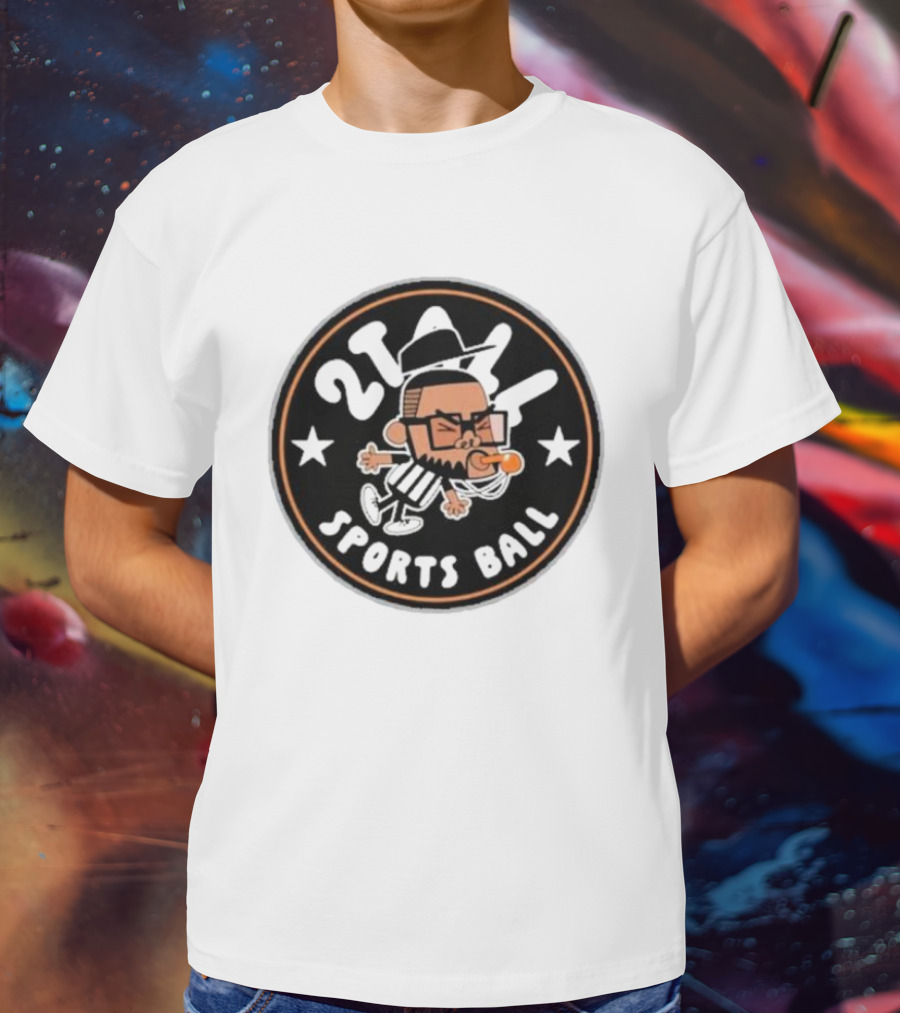 2Tall Sports Ball Referee Cartoon With Whistle And Stars T-Shirt