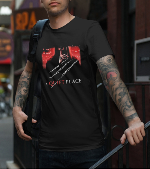 A Quiet Place Red Intensity Shushing With Scratches T-Shirt