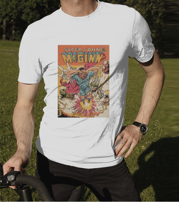Super John McGinn Flying Hero Soccer Explosion Action Comic T-Shirt