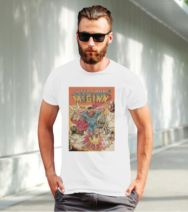 Super John McGinn Flying Hero Soccer Explosion Action Comic T-Shirt