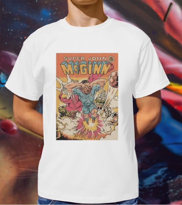 Super John McGinn Flying Hero Soccer Explosion Action Comic T-Shirt