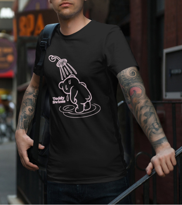 Teddy Swims Bear Under Shower Sad Broken Heart T-Shirt