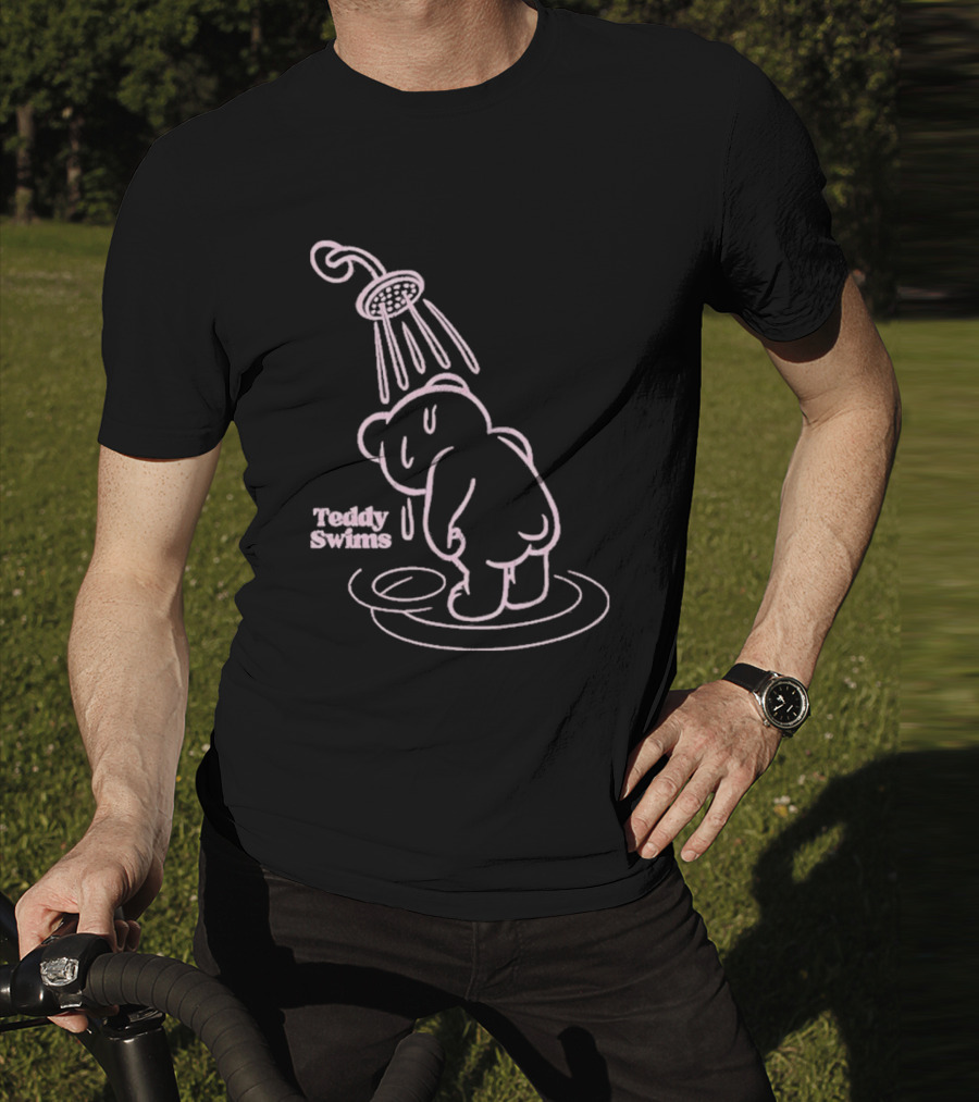 Teddy Swims Bear Under Shower Sad Broken Heart T-Shirt