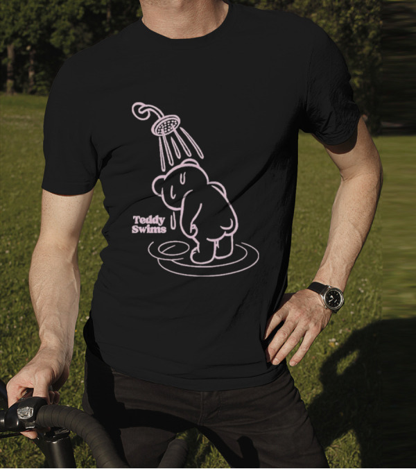 Teddy Swims Bear Under Shower Sad Broken Heart T-Shirt