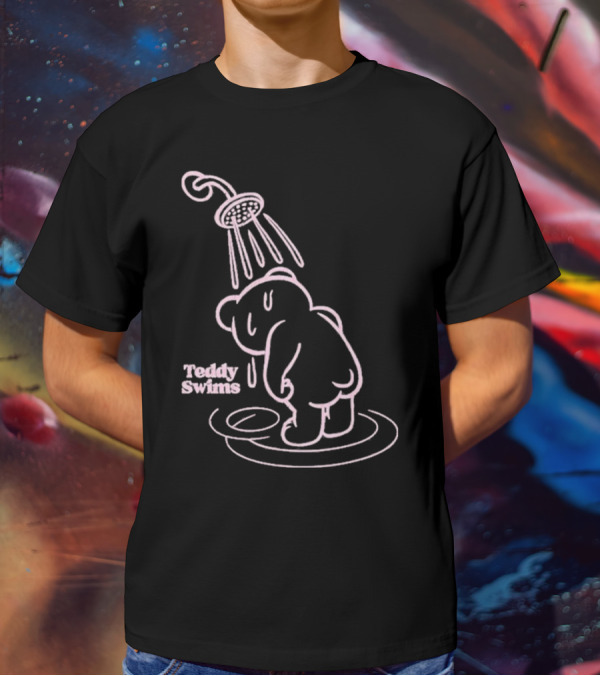 Teddy Swims Bear Under Shower Sad Broken Heart T-Shirt