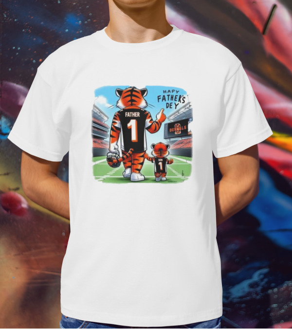 Cincinnati Bengals Mascot Father Son Happy Father’s Day T-Shirt