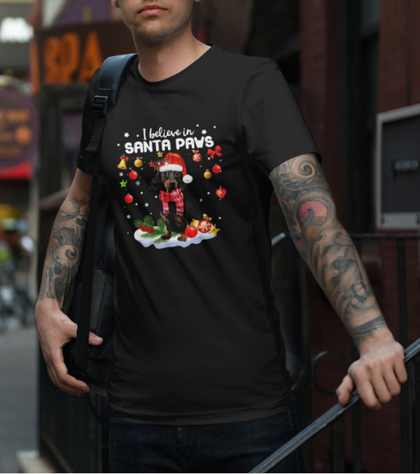 I Believe In Santa Paws Dachshund Merry Christmas T-Shirt