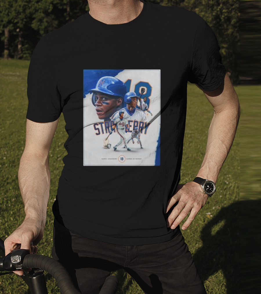 Darryl Strawberry Mets 18 Number Retirement Celebration With Iconic Baseball T-Shirt