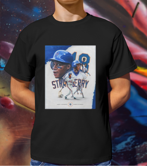 Darryl Strawberry Mets 18 Number Retirement Celebration With Iconic Baseball T-Shirt