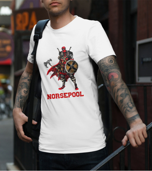 Deadpool Norsepool Viking Warrior With Axe And Shield T-Shirt
