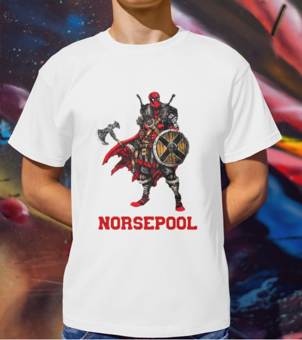 Deadpool Norsepool Viking Warrior With Axe And Shield T-Shirt