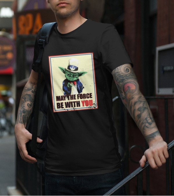 Baby Yoda May The Force Be With You Uncle Sam T-Shirt