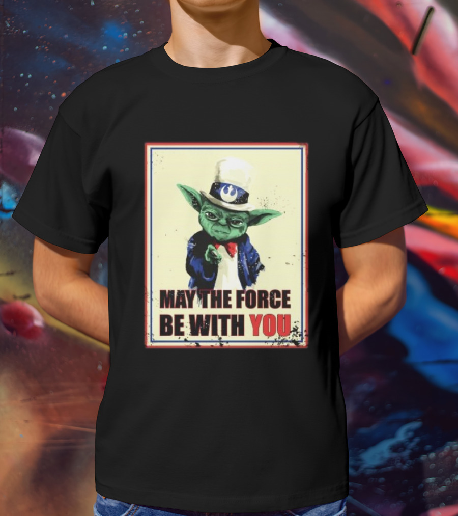Baby Yoda May The Force Be With You Uncle Sam T-Shirt