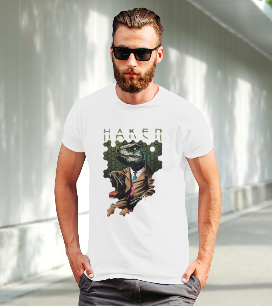 Haken Raptor Sophisticated Dinosaur In Suit T-Shirt