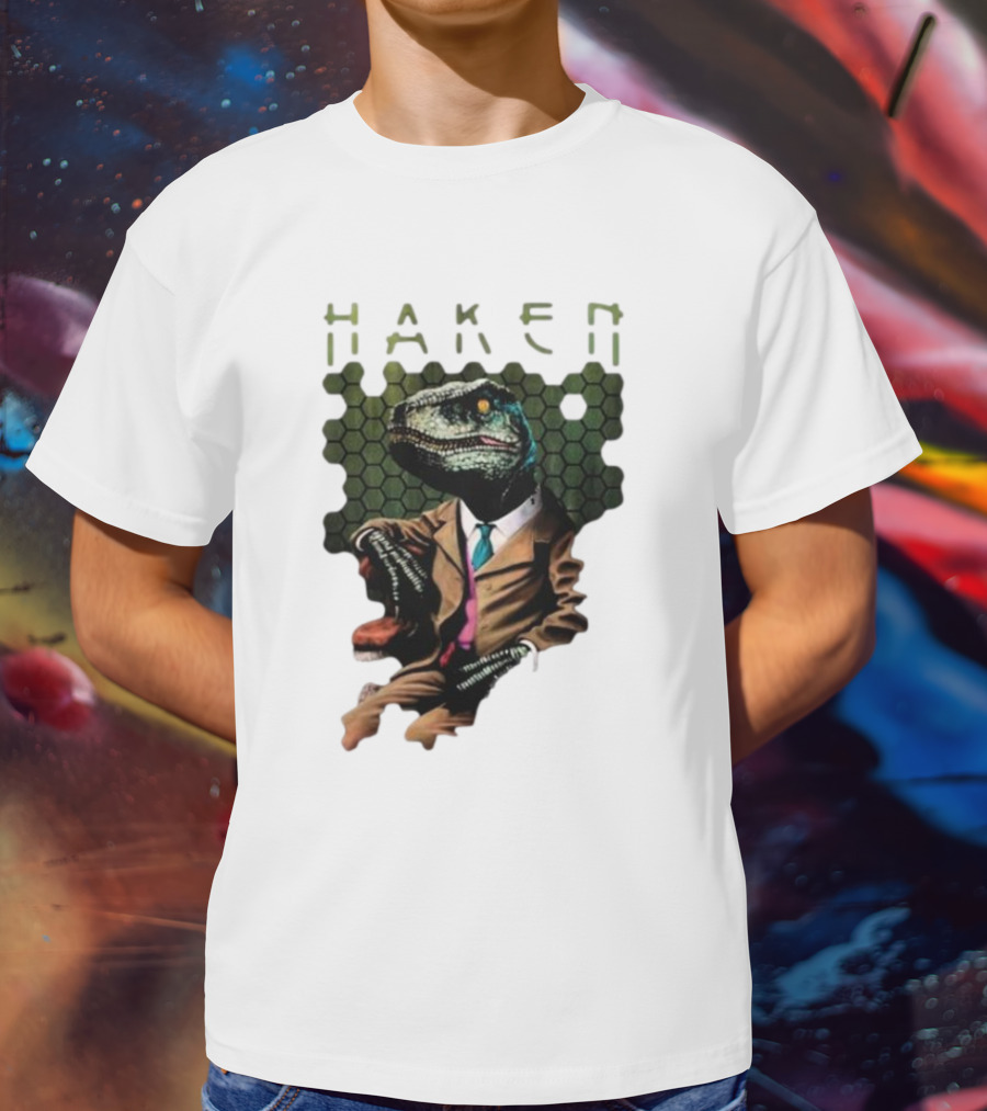 Haken Raptor Sophisticated Dinosaur In Suit T-Shirt