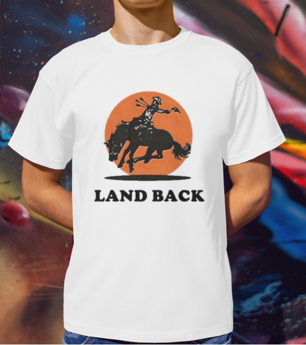 Krime Land Back Cowboy Silhouette With Orange Circle T-Shirt