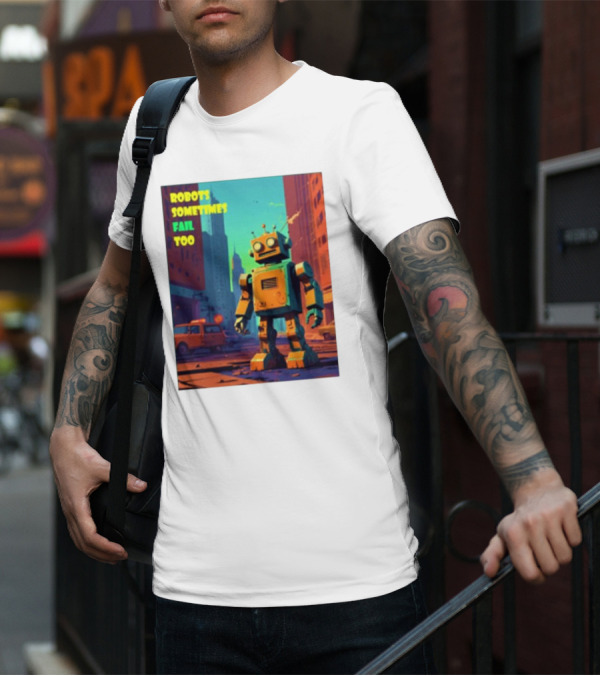 Robots Sometimes Fail Too Urban Cityscape Scene T-Shirt