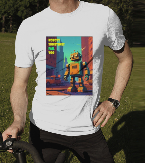 Robots Sometimes Fail Too Urban Cityscape Scene T-Shirt