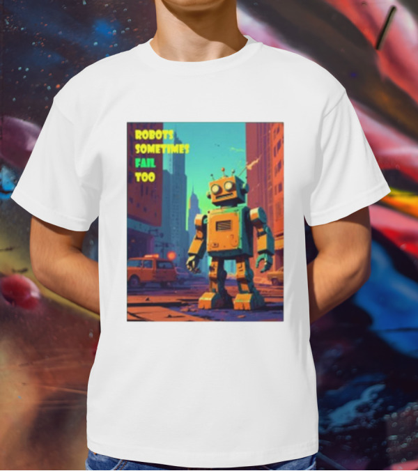 Robots Sometimes Fail Too Urban Cityscape Scene T-Shirt