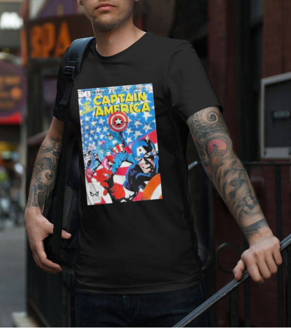 MARVEL COMICS GROUP CAPTAIN AMERICA VINTAGE COVER ROCKOFFTRADE MERCH T-Shirt