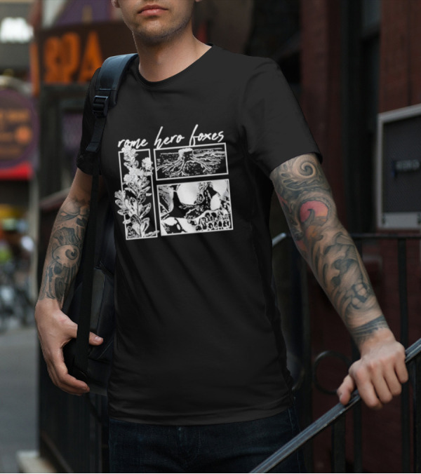 Rome Hero Foxes Floral And Skull Roots T-Shirt