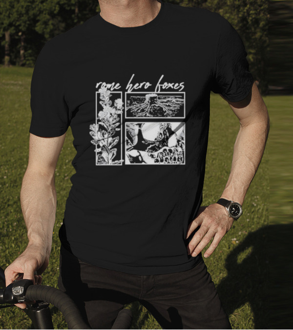 Rome Hero Foxes Floral And Skull Roots T-Shirt