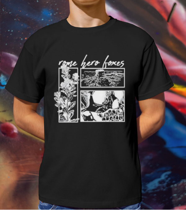 Rome Hero Foxes Floral And Skull Roots T-Shirt