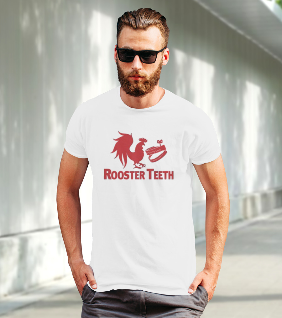 Rooster Teeth Red Rooster And Wind-Up Chattering Teeth T-Shirt