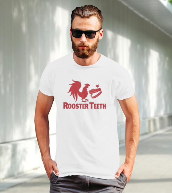 Rooster Teeth Red Rooster And Wind-Up Chattering Teeth T-Shirt