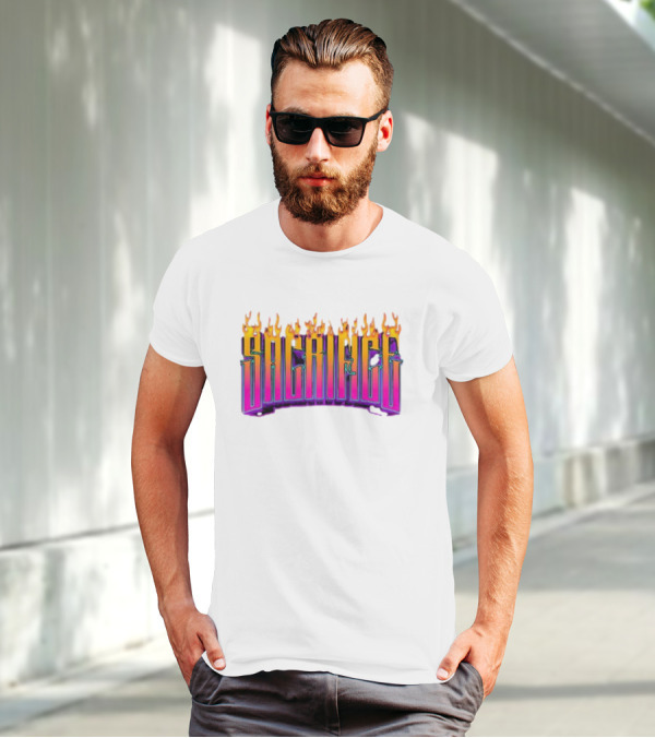 Sacrifice Hades Sunset Flame Text T-Shirt