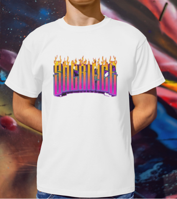 Sacrifice Hades Sunset Flame Text T-Shirt