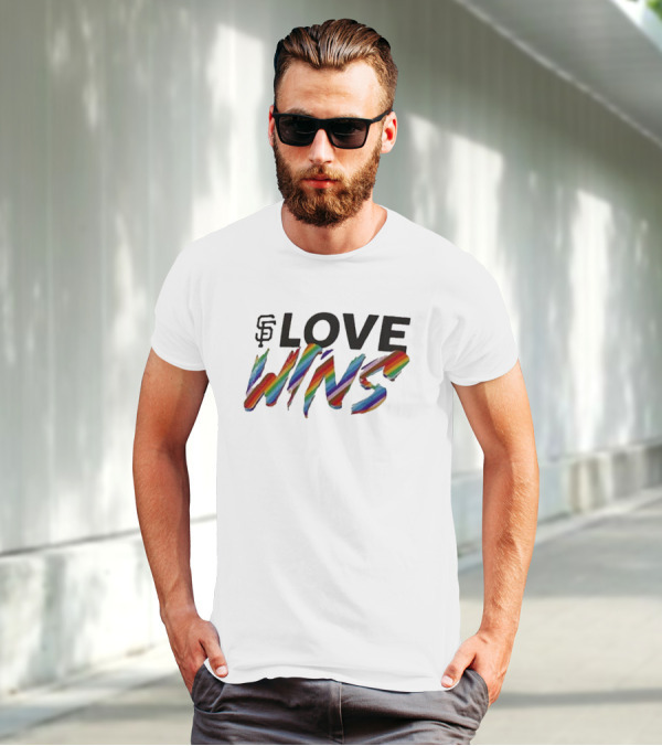 San Francisco Giants Love Wins Rainbow Text Fanatics Branded T-Shirt