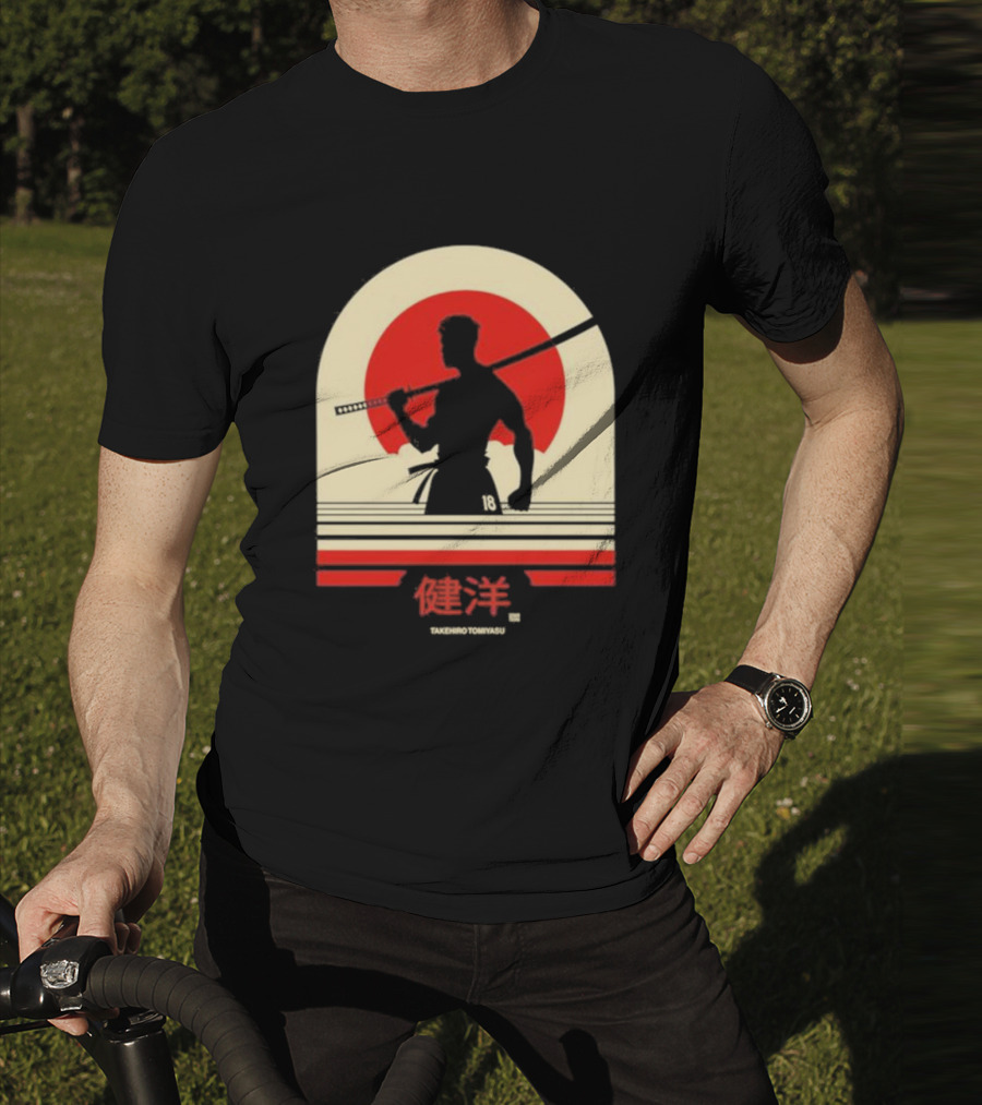TAKEHIRO TOMIYASU 18 Retro Japanese Samurai T-Shirt
